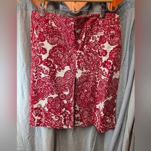 Talbots Red and White Floral Skirt